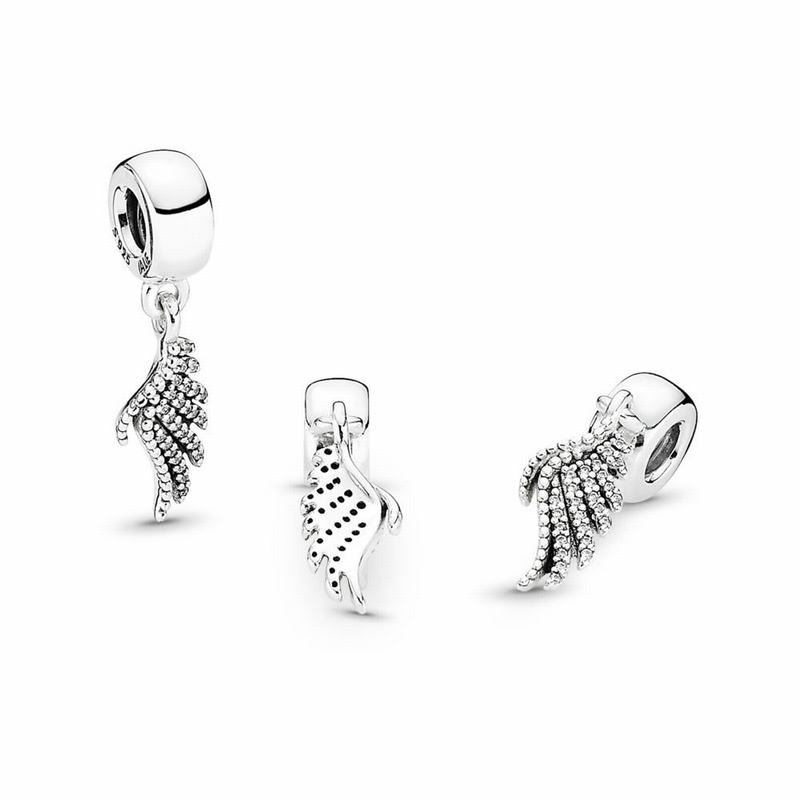 Pandora Majestic Feather Dangle Charm Ireland - Sterling Silver/Cubic Zirconia - 795083HEW